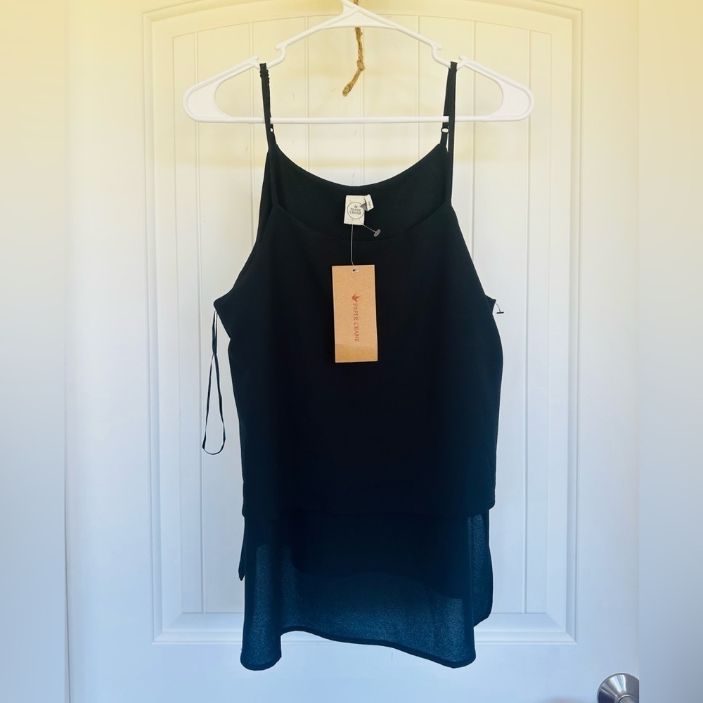 Paper Crane Black Layered Tank Top-Size Large NWT